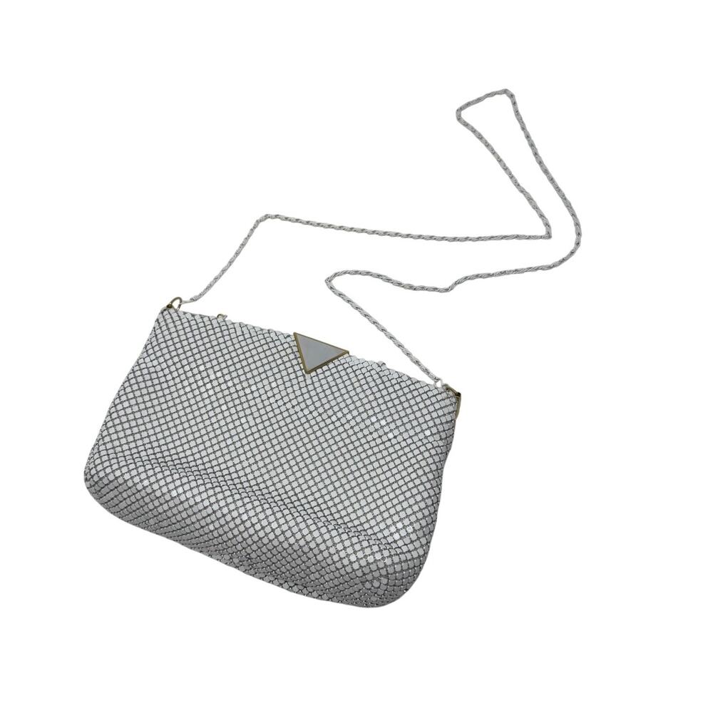 Vintage Metal Mesh Clutch/Shoulder Bag/Crossbody Purse in White - Picture 13 of 13